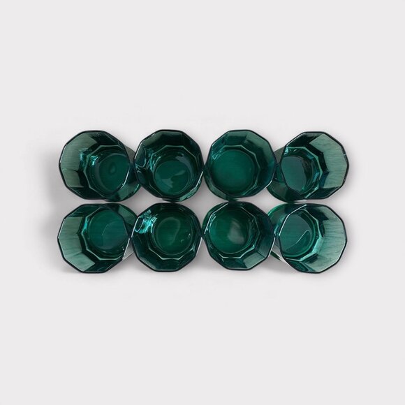Anchor Hocking Essex Green Glass Tumblers Set Of 8 Double Old Fashioned Cups - Picture 3 of 5